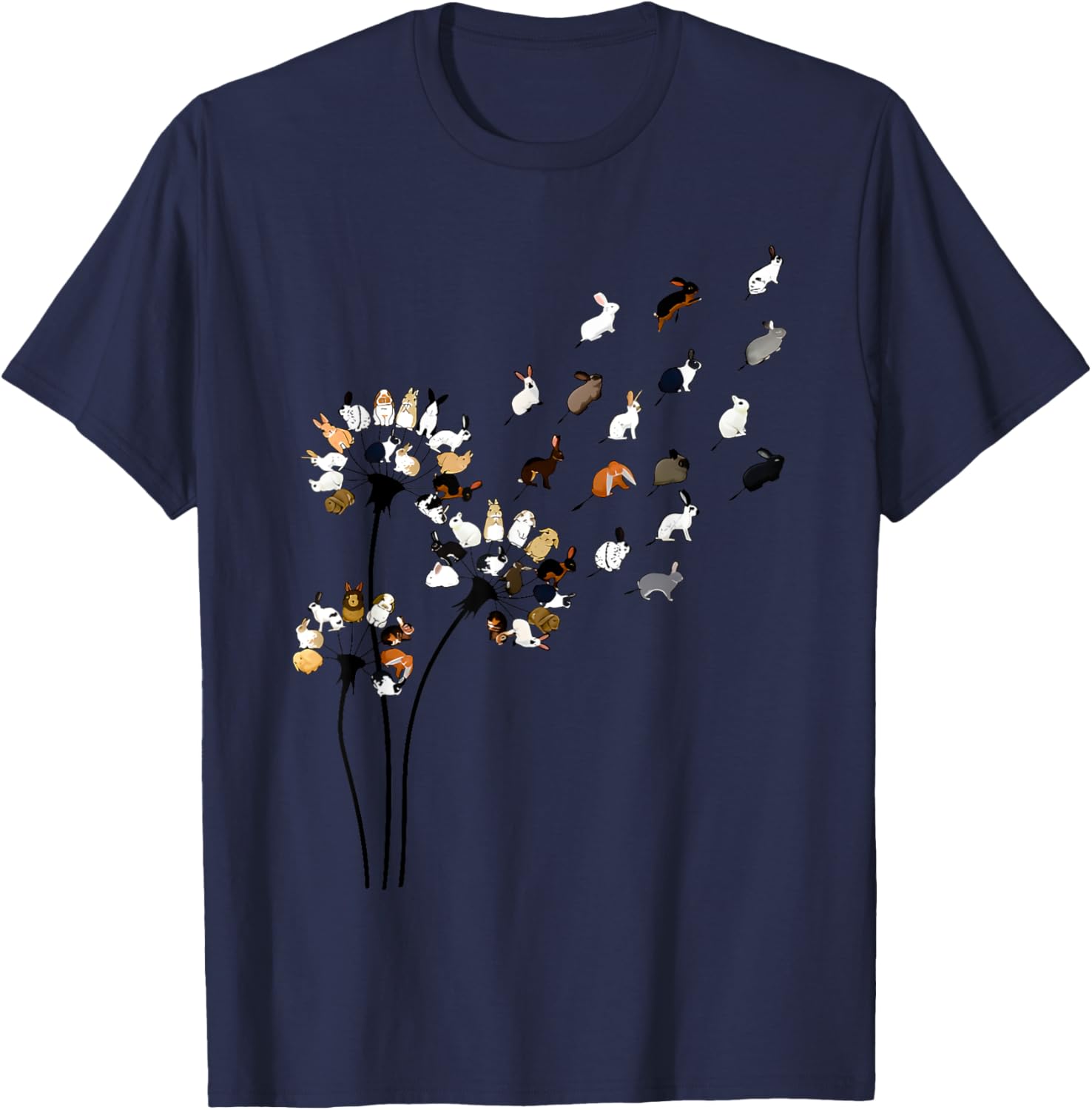 Funny Dandelion Bunny Flower T-Shirt - T-Shirt | Navy