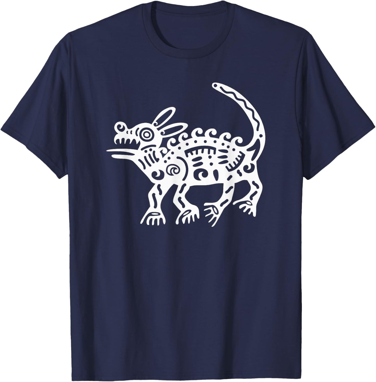 Mexico Aztec Mayan Civilization Dog Symbol T-Shirt - T-Shirt | Navy