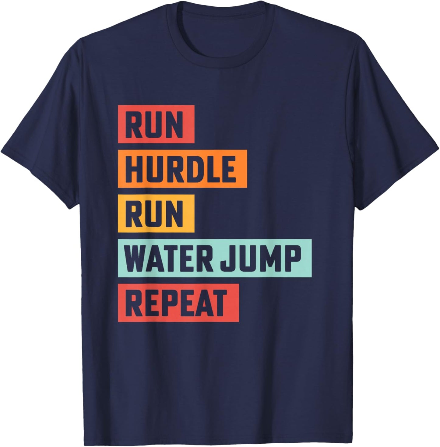 Steeplechase Track Run Hurdle Water Jump Track Coach T-Shirt - T-Shirt | Navy