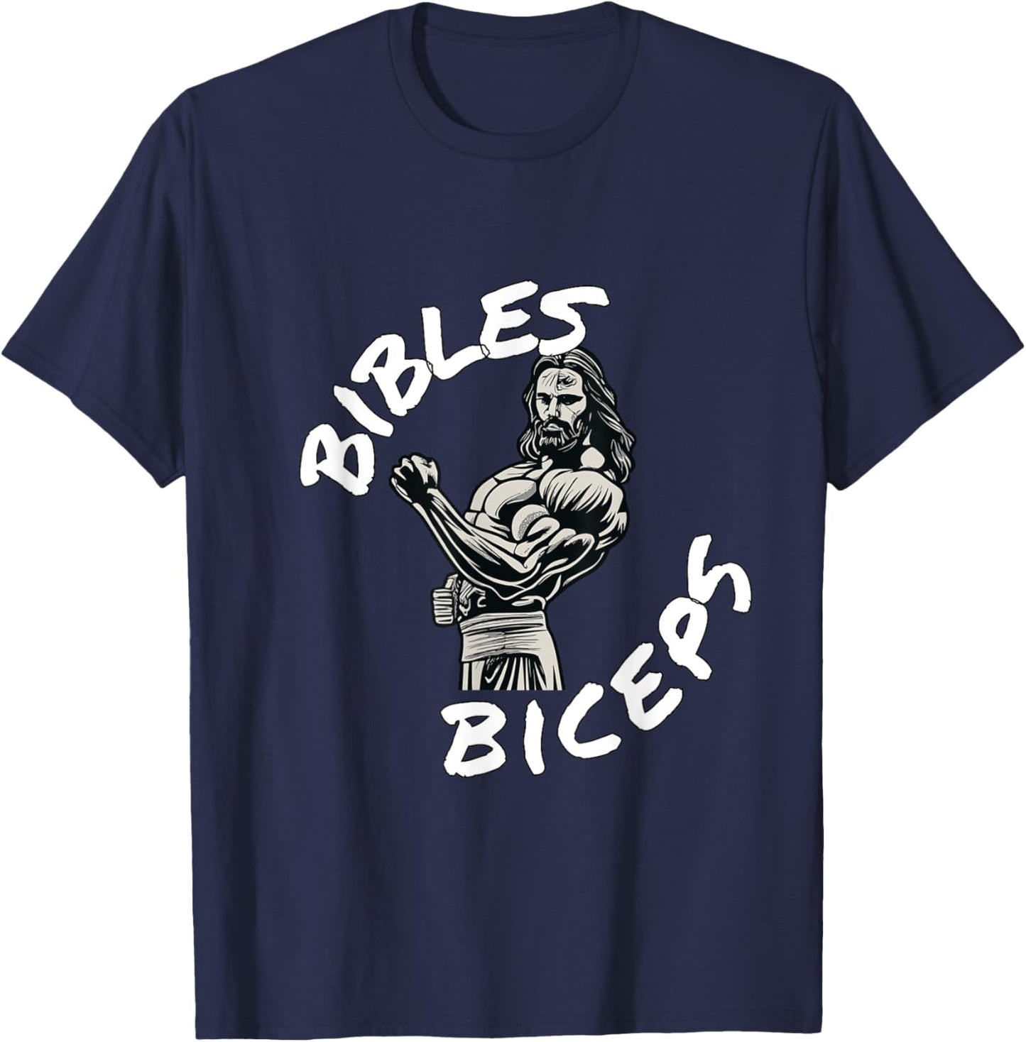 Bibles and Biceps Funny Gym Workout Christian T-Shirt - T-Shirt | Navy