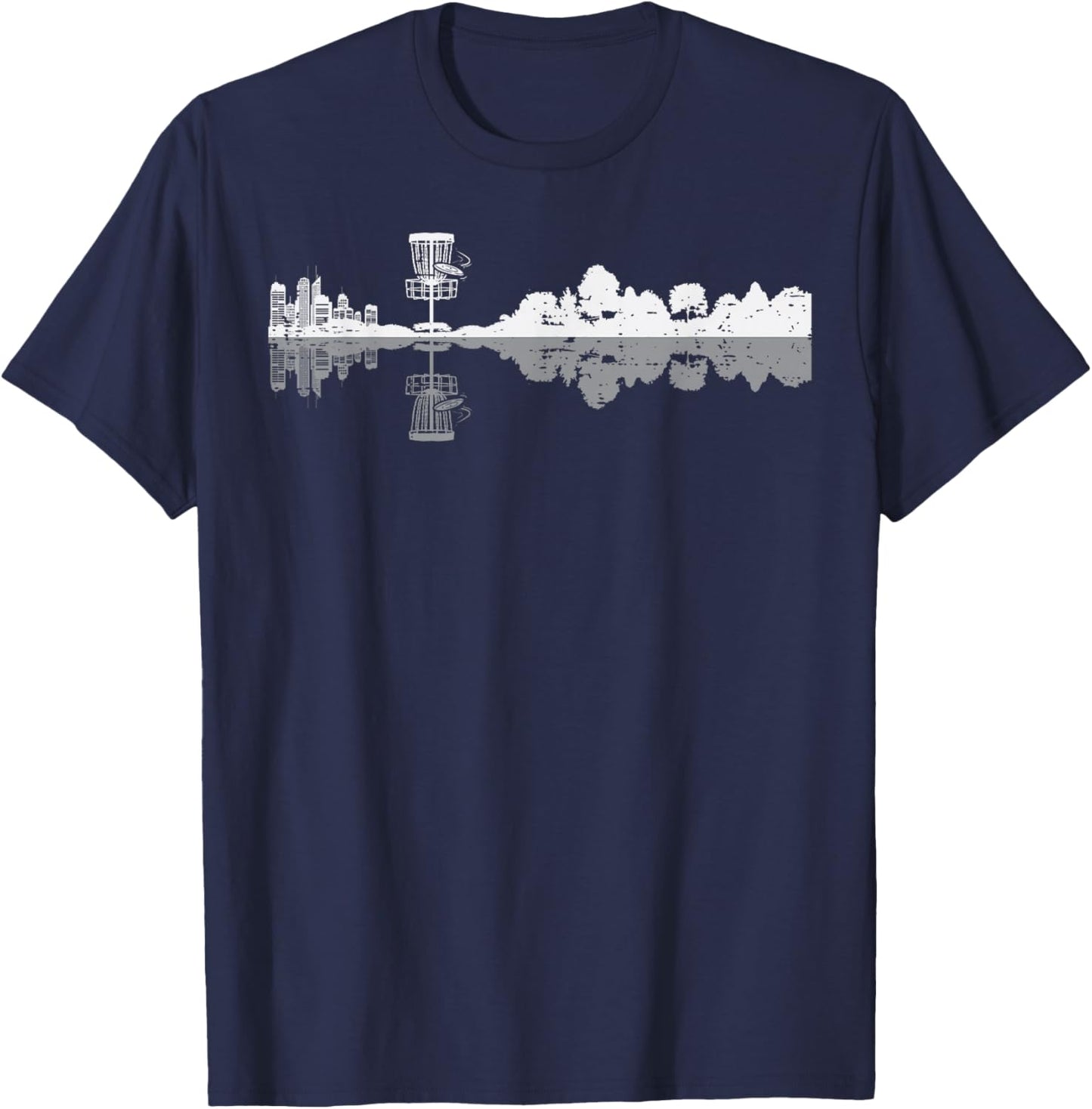 Disc Golf Trees Landscape Frisbee Golfer Frolf Men Women Kid T-Shirt - T-Shirt | Navy