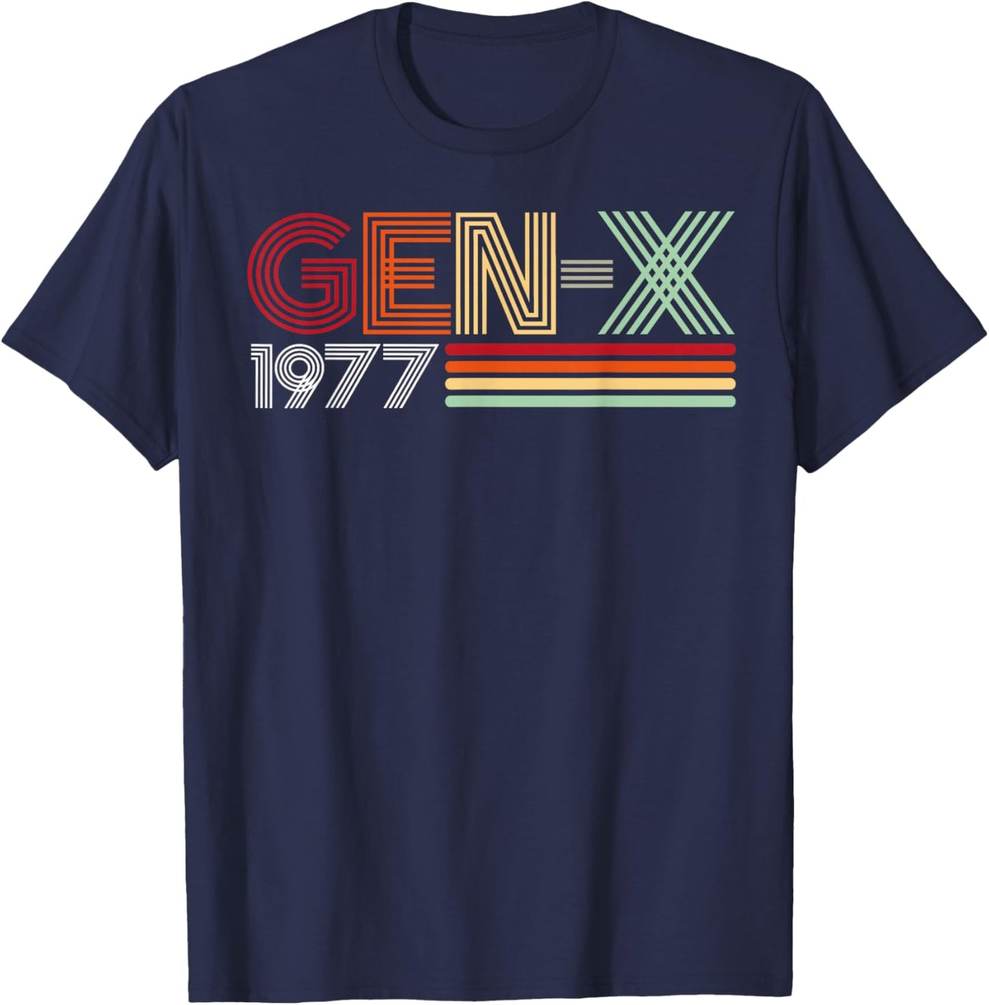 Gen X 1977 Retro Generation Xer Vintage Text Style T-Shirt - T-Shirt | Navy