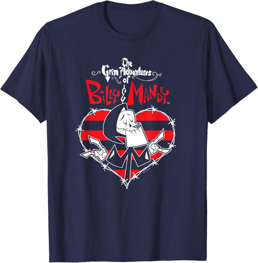 Grim Adventures of Billy & Mandy Reaper Striped Thorn Heart T-Shirt - T-Shirt | Navy
