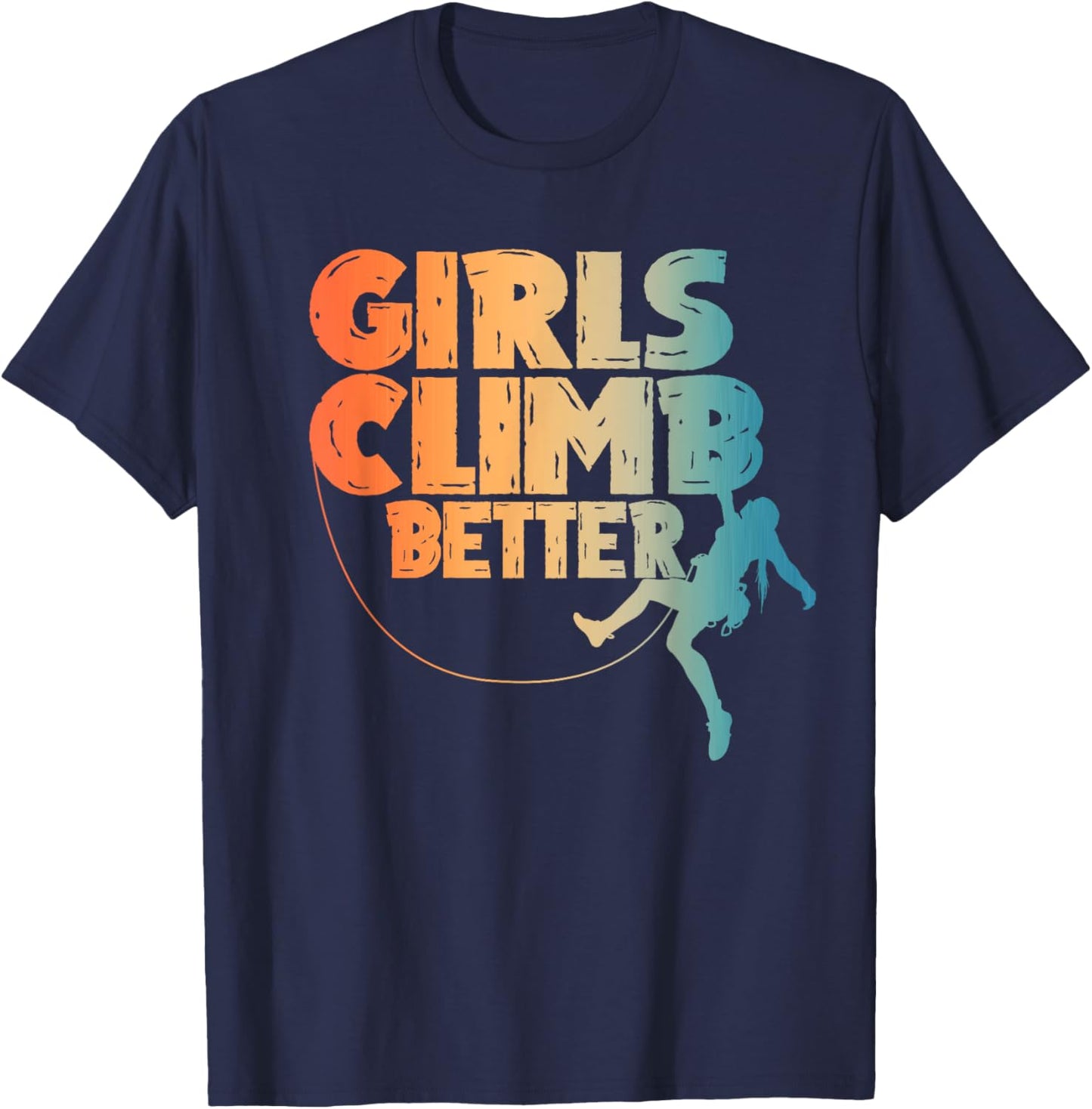 Cool Rock Climber Art Girls Indoor Rock Climbing T-Shirt - T-Shirt | Navy