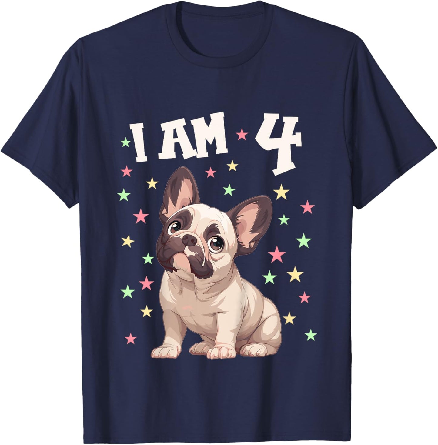 4 Years old 4th birthday French Bulldogs French Bulldog Kids T-Shirt - T-Shirt | Navy