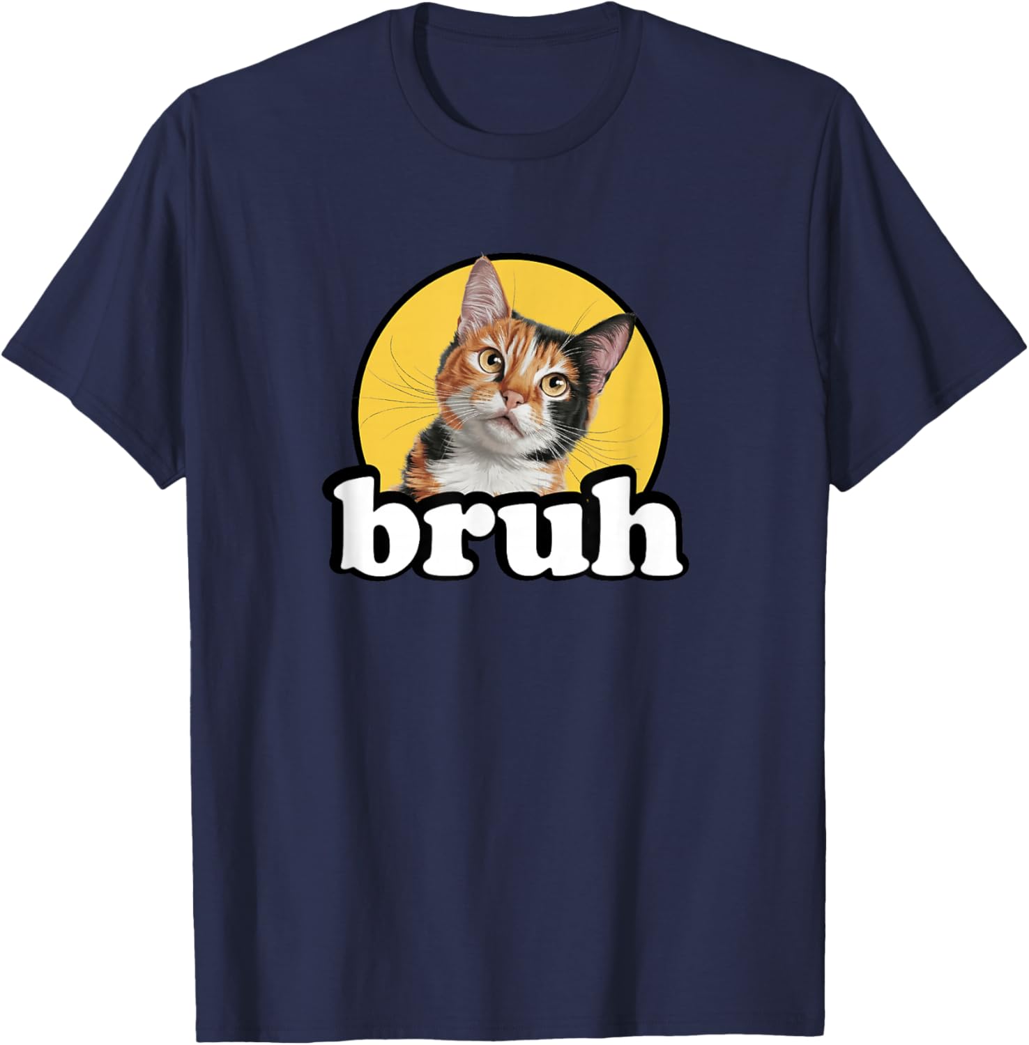 Cute Kids Boys Bro Meme Bruh Calico Cat Lover T-Shirt - T-Shirt | Navy