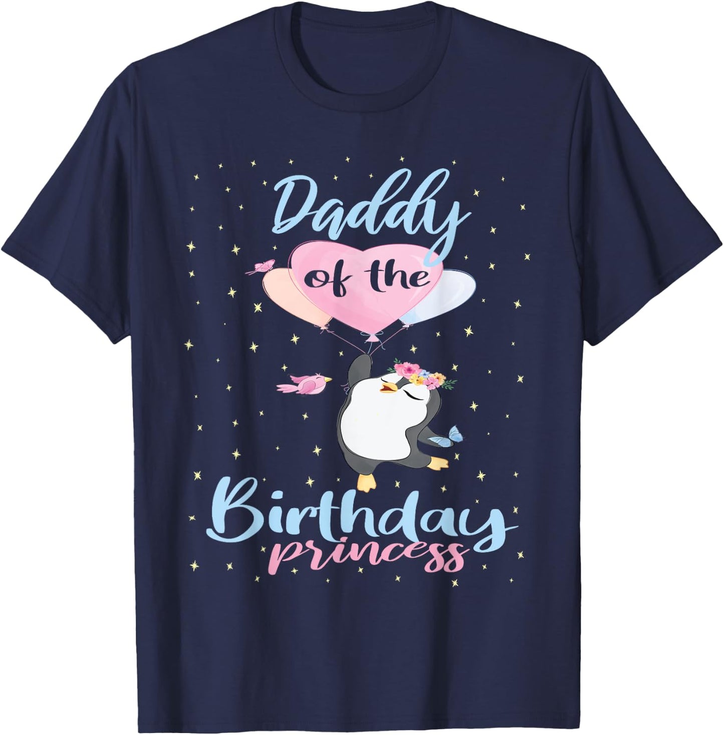 Daddy Of The Birthday Princess Penguin Girls B-day Party T-Shirt - T-Shirt | Navy
