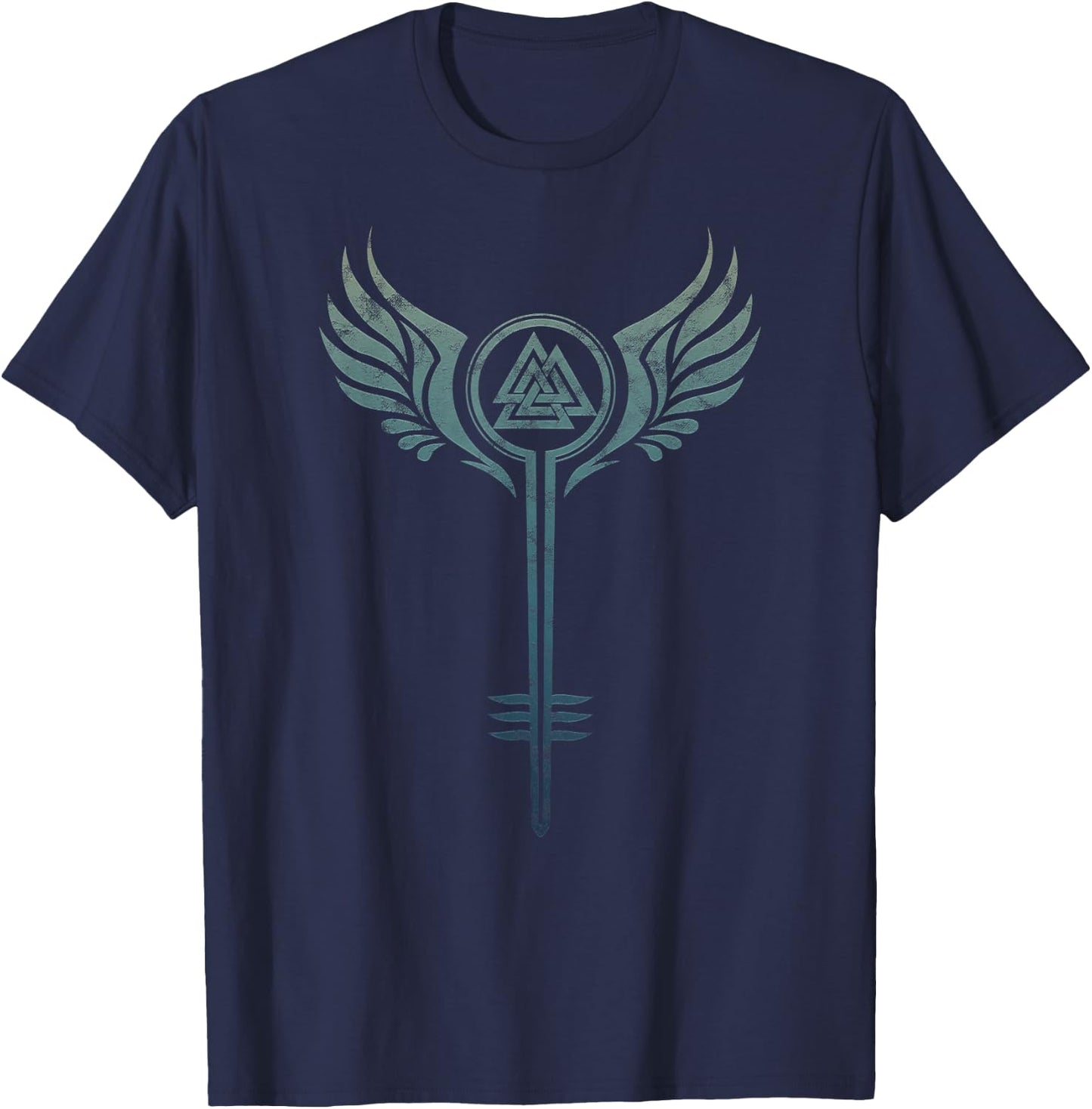 Valkyrie Symbol, Odin Valknut, Shieldmaiden, Viking, Warrior T-Shirt - T-Shirt | Navy