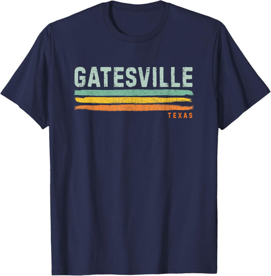 Vintage Stripes Gatesville TX T-Shirt - T-Shirt | Navy