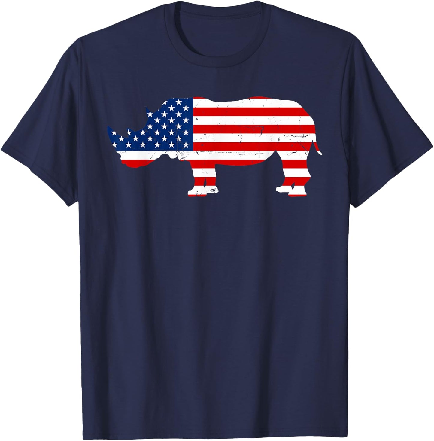 Rhino Lover Rhinoceros Horn Safari Wildlife Independence Day T-Shirt - T-Shirt | Navy