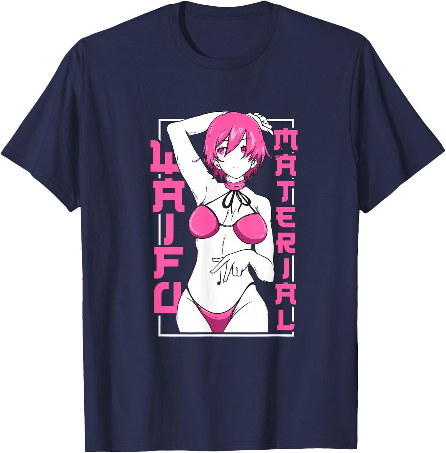 Japanese Anime Shirt Waifu Sexy Anime Girl Anime Lovers Weeb T-Shirt - T-Shirt | Navy