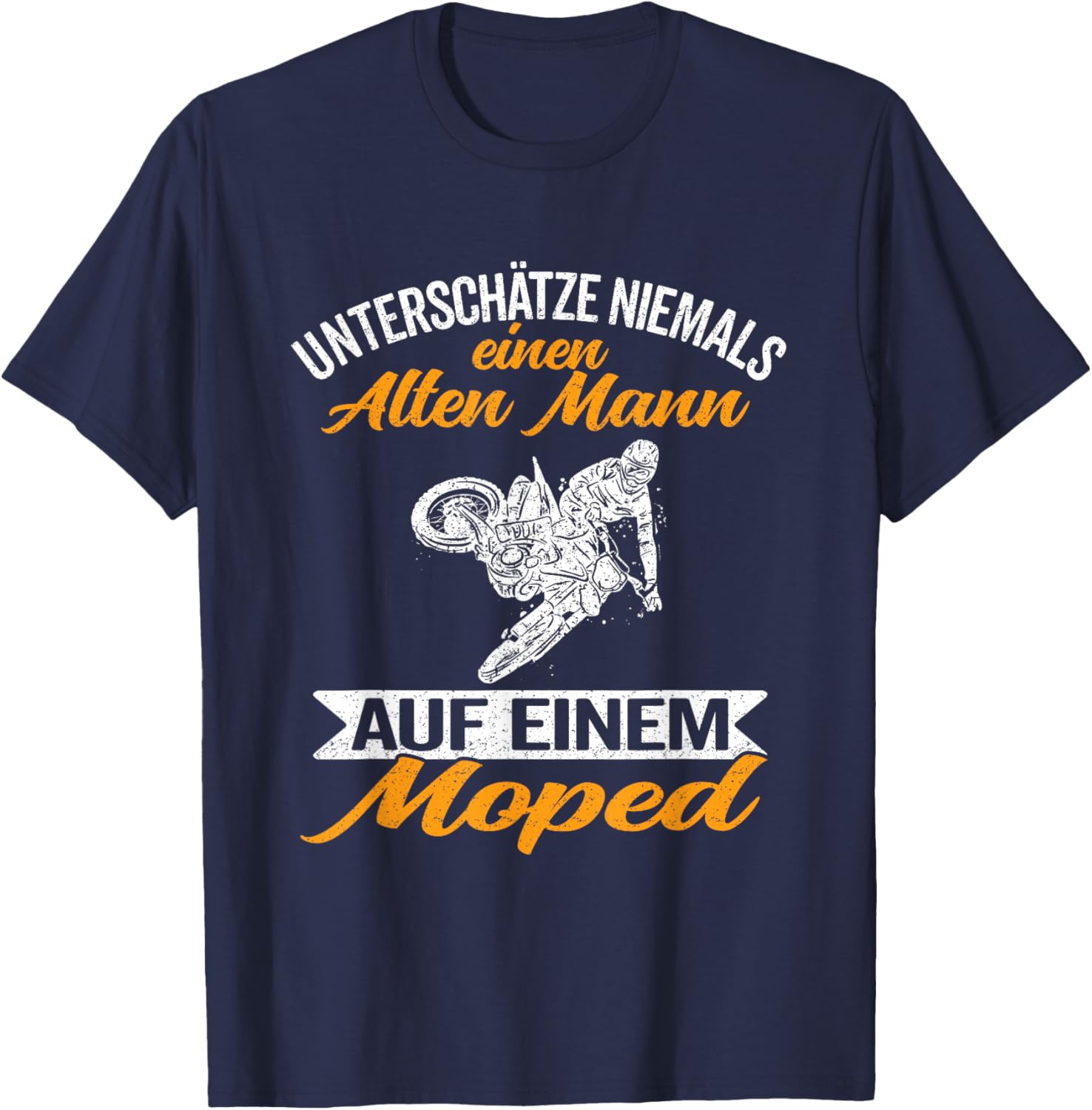 Motorrad Moped Alter Mann T-Shirt - T-Shirt | Navy