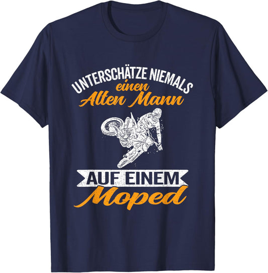 Motorrad Moped Alter Mann T-Shirt - T-Shirt | Navy