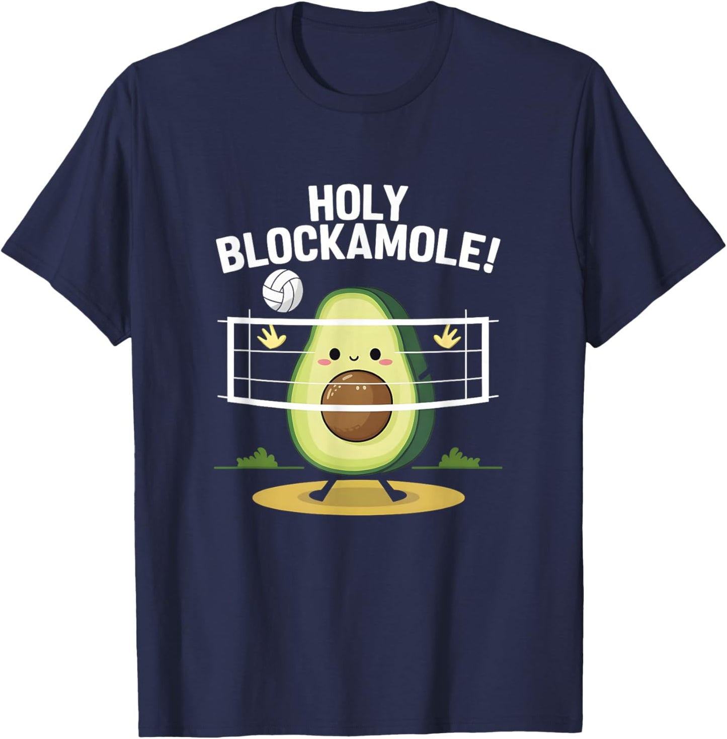 Holy Blockamole! Avocado Volleyball Fun T-Shirt - T-Shirt | Navy