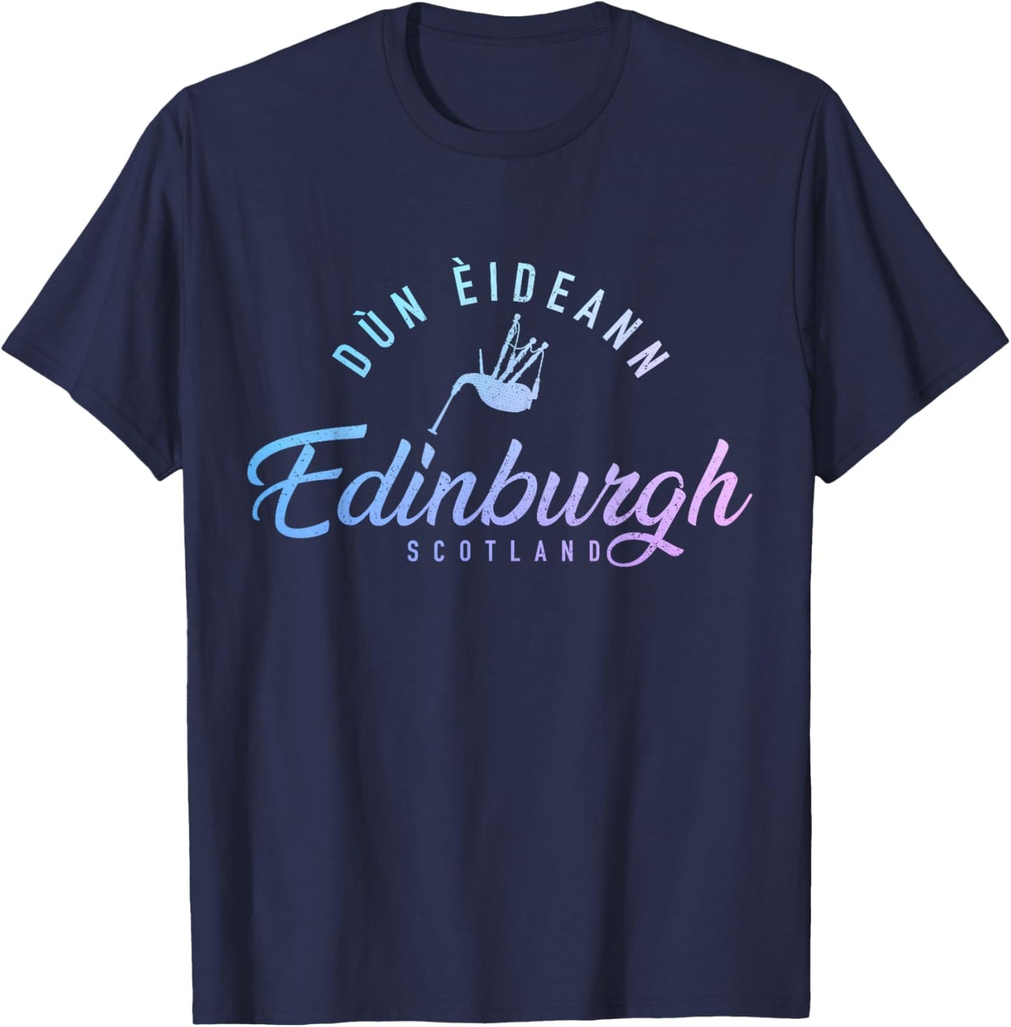 Edinburgh Scotland Dun Eideann Scottish Souvenirs Vintage T-Shirt - T-Shirt | Navy