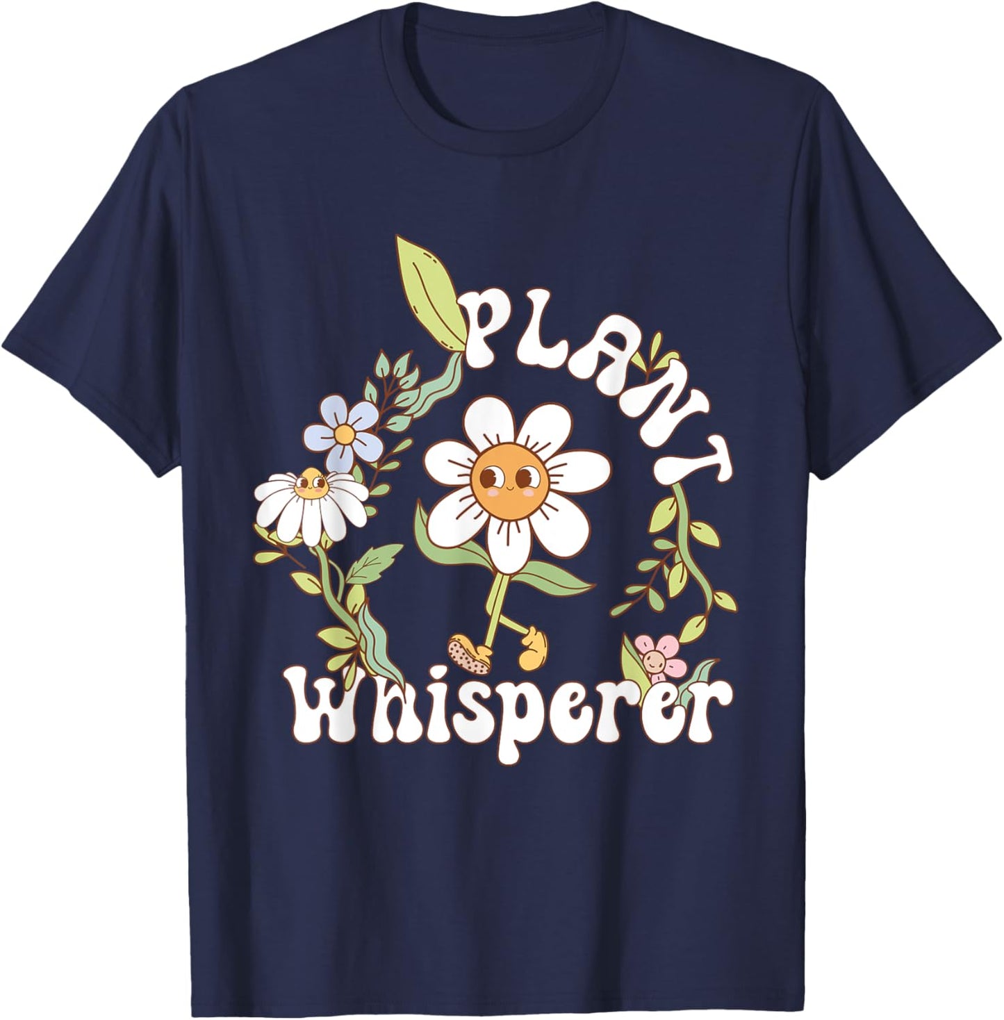 Plant Whisperer Groovy sunflower Funny Gardener lover T-Shirt - T-Shirt | Navy