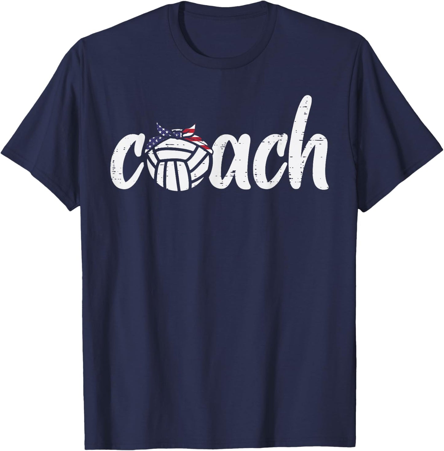 Volleyball Coach US Flag Bandana Vintage Patriotic Men Women T-Shirt - T-Shirt | Navy