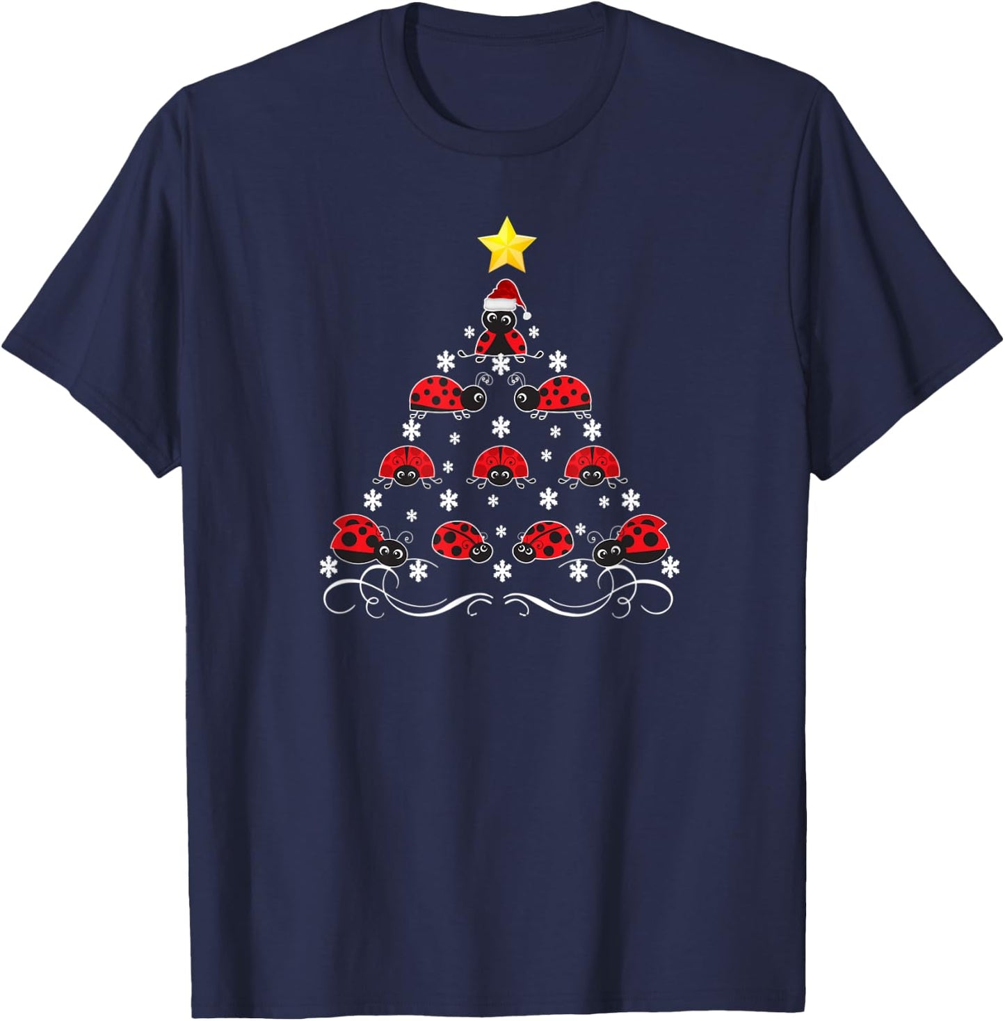 Ladybug Christmas Tree T-Shirt - T-Shirt | Navy
