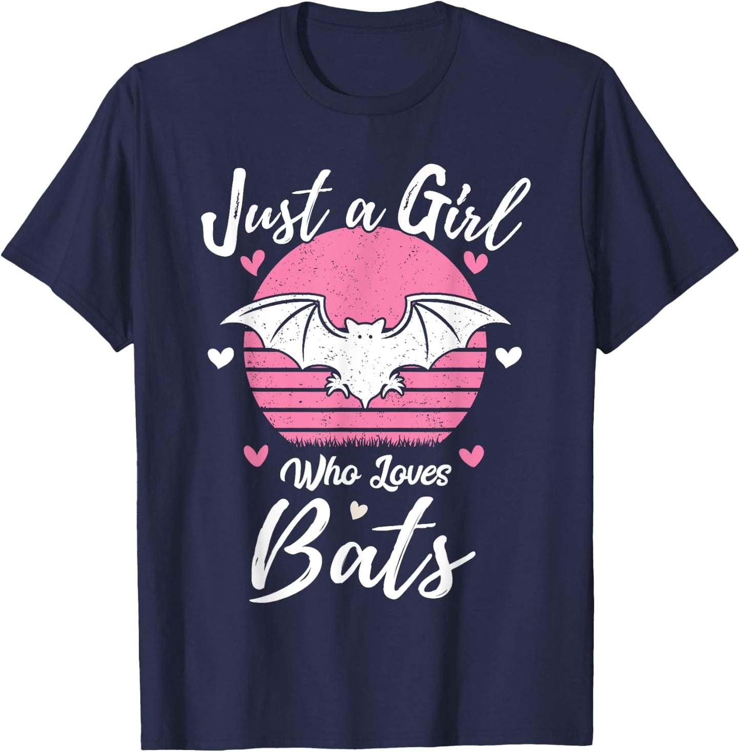 Women Girls Bat Lover Gift Just A Girl Who Loves Bats T-Shirt - T-Shirt | Navy