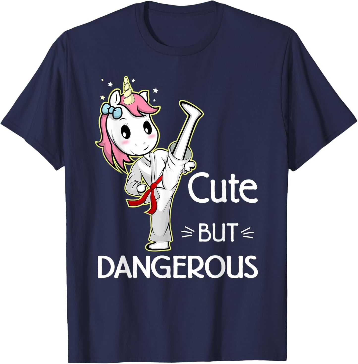 Cute Unicorn Karate Taekwondo - Kids - Black - Small - Short Sleeve - Funny Martial Arts T-Shirt - T-Shirt | Navy
