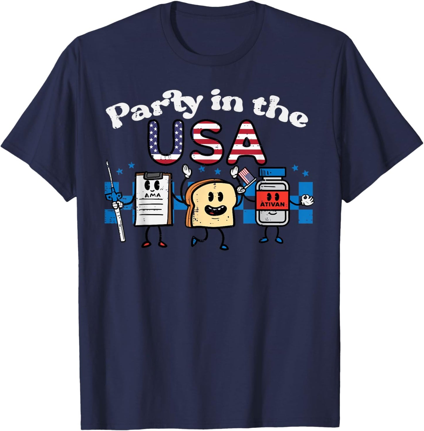 4th July Nurse Party USA Ativan Scrub Top Patriot Women Men T-Shirt - T-Shirt | Navy