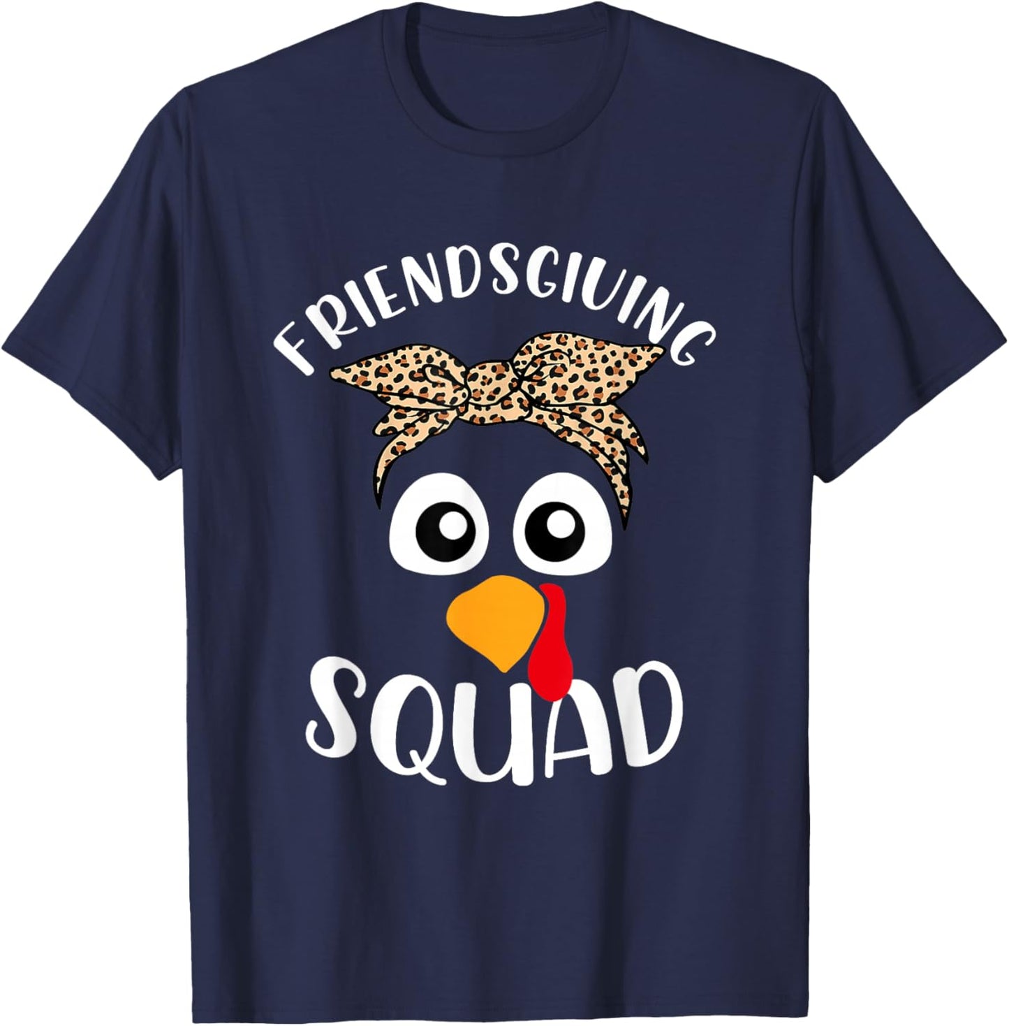 Turkey Face Leopard Headband Thanksgiving Pilgrim T-Shirt - T-Shirt | Navy