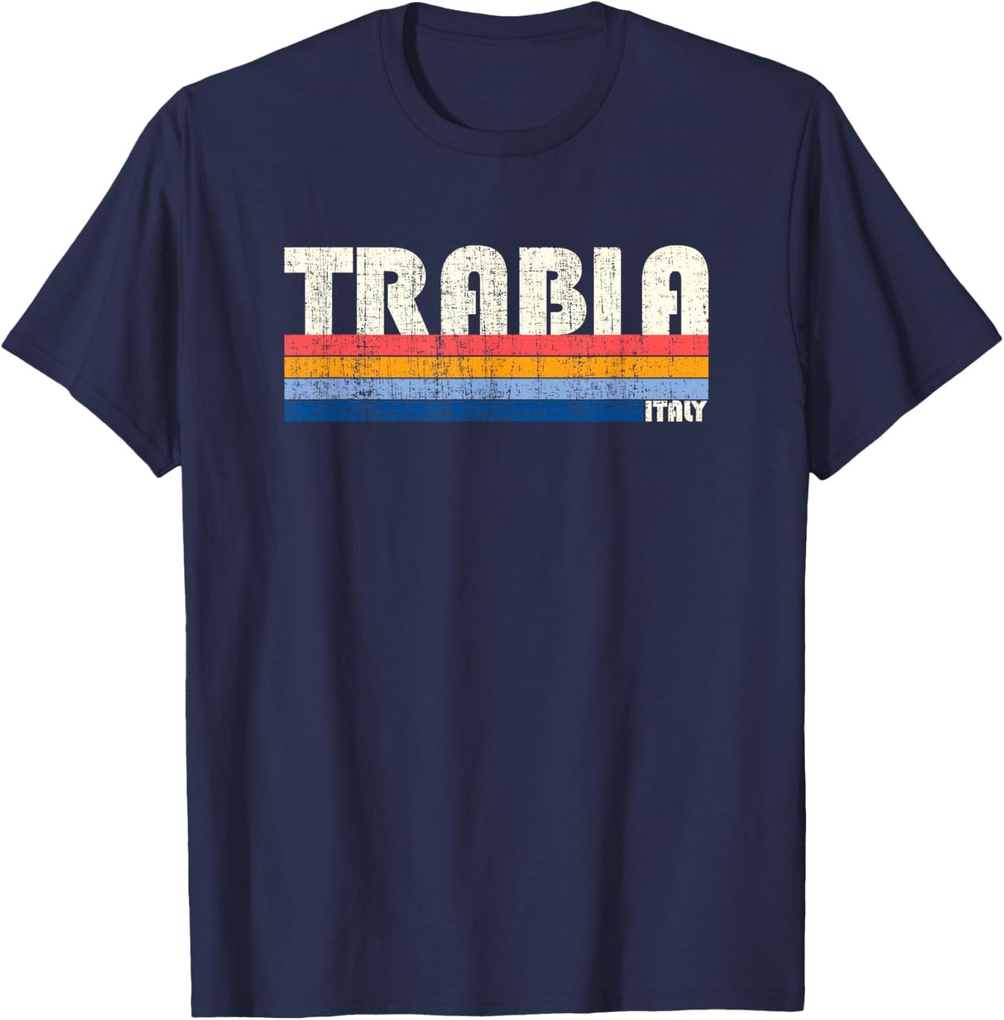 Trabia, Italy Retro 70s 80s Style T-Shirt - T-Shirt | Navy