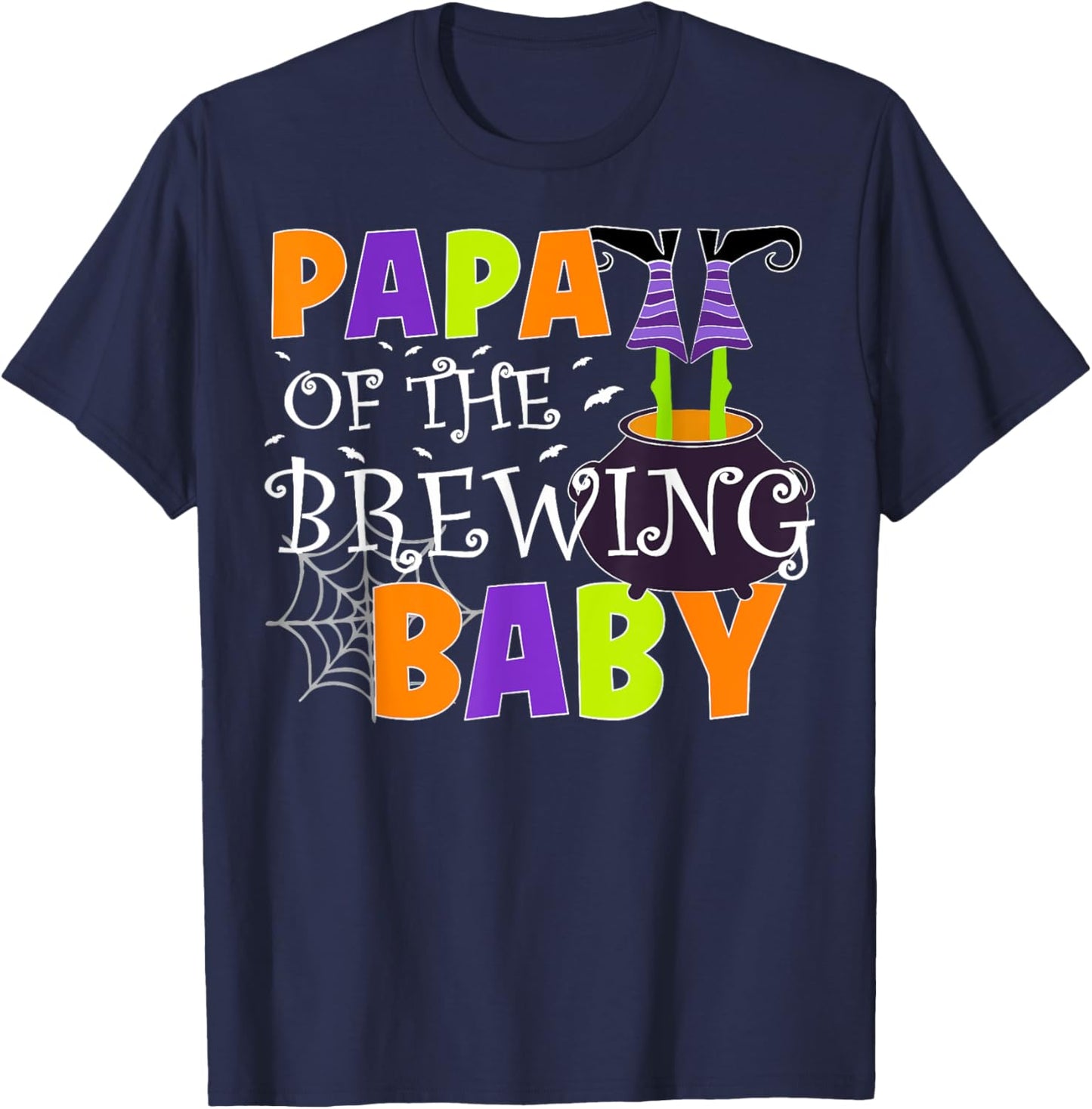 Papa Of The Brewing Baby Halloween Witch T-Shirt - T-Shirt | Navy