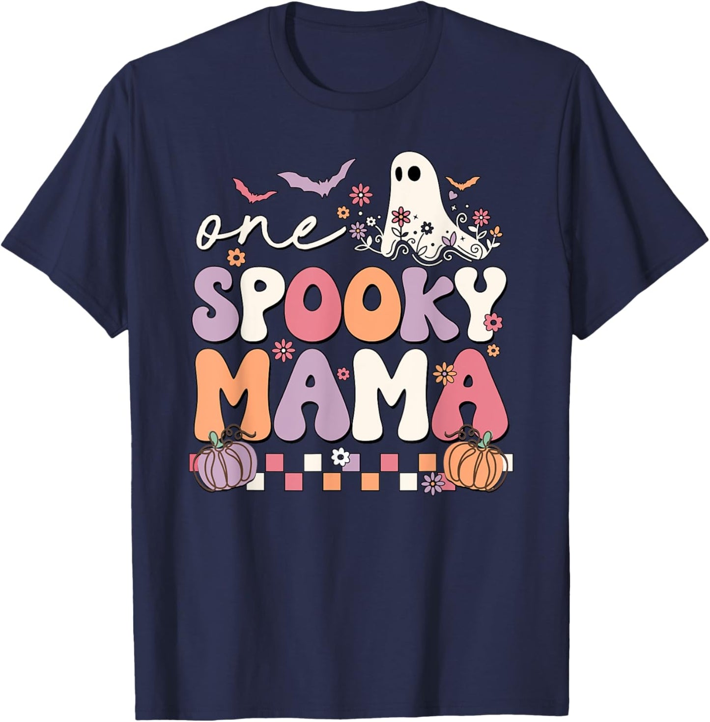 One Spooky Mama Halloween Spooky Ghost T-Shirt - T-Shirt | Navy
