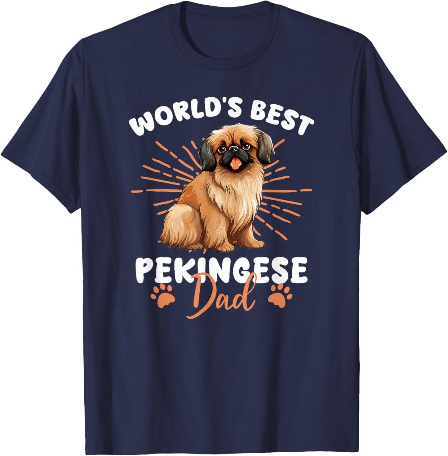 Pekingese Groovy World's Best Pekingese Dad T-Shirt - T-Shirt | Navy