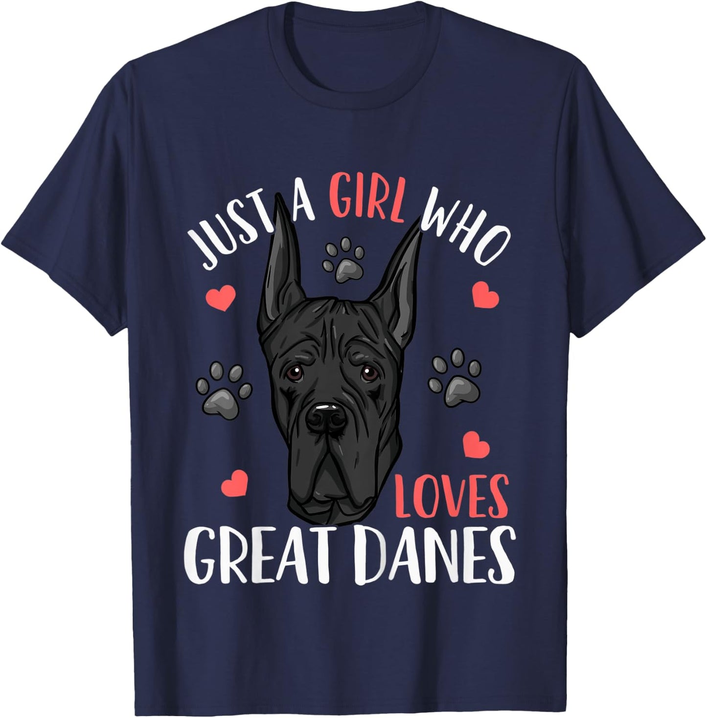 Kids Great Dane Just A Girl Who Loves Great Danes Gift T-Shirt - T-Shirt | Navy