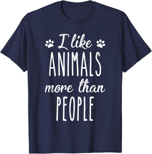 I Like Animals More Than People Animal Welfare Animal Lovers T-Shirt - T-Shirt | Navy