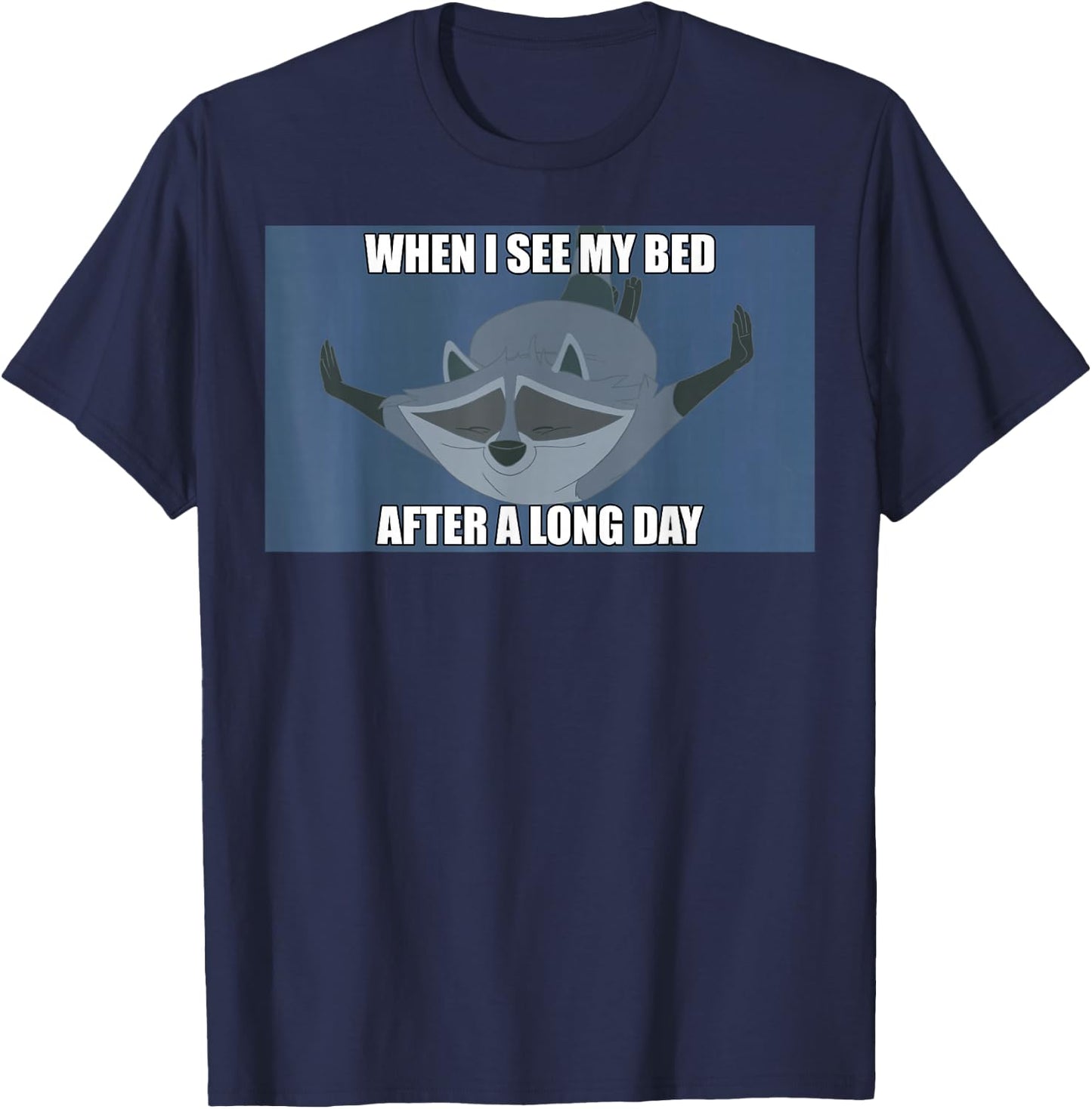Disney Pocahontas Meeko When I See My Bed Meme T-Shirt - T-Shirt | Navy