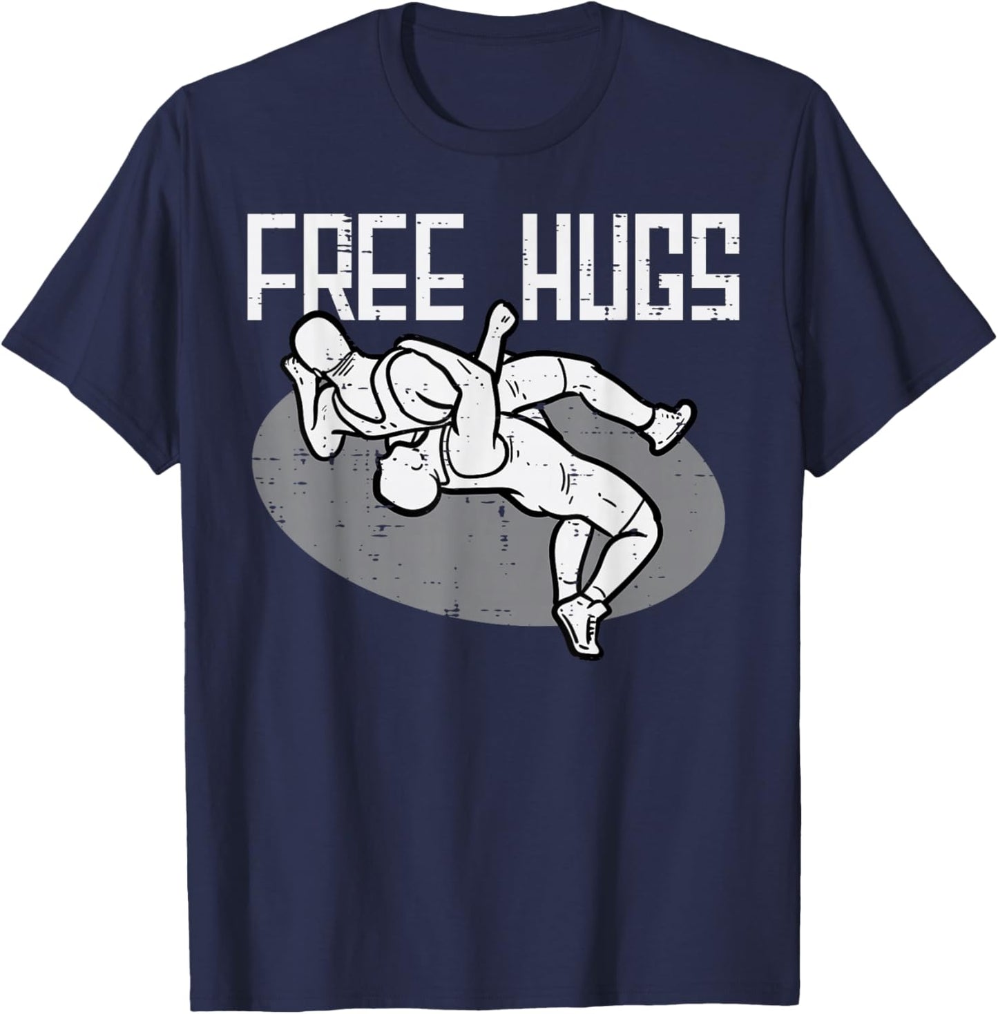 Wrestling Free Hugs Funny Wrestler Men Women Boys Kids T-Shirt - T-Shirt | Navy