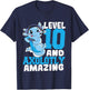 Kids Axolotl Birthday Gaming 10 Year Old Axolotl 10th Birthday T-Shirt - T-Shirt | Navy