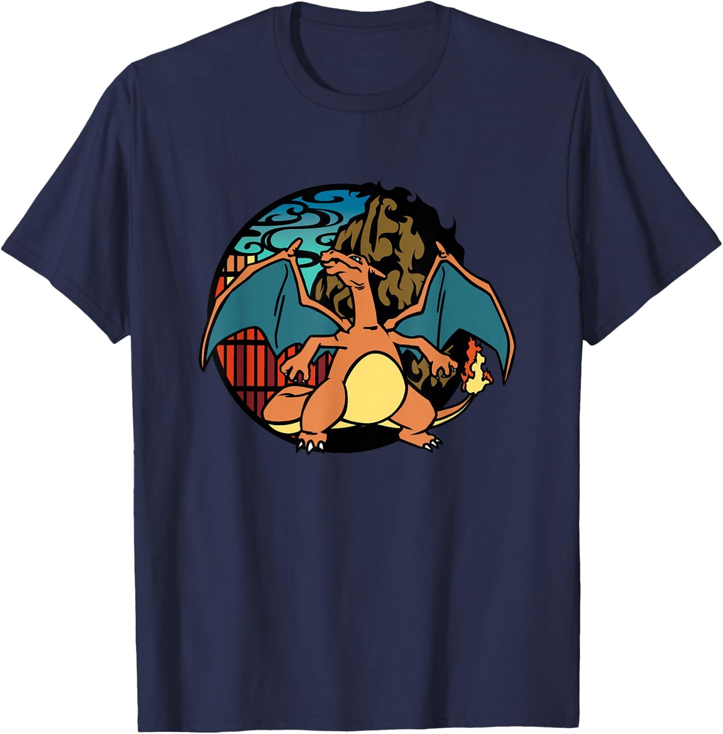 Pokémon Epic Charizard Ready to Fight Big Chest Badge Logo T-Shirt - T-Shirt | Navy