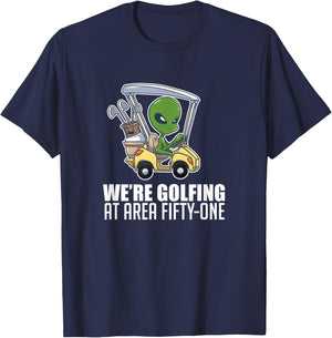 Golfing At Area Fifty One Golf Player Lover Alien T-Shirt - T-Shirt | Navy