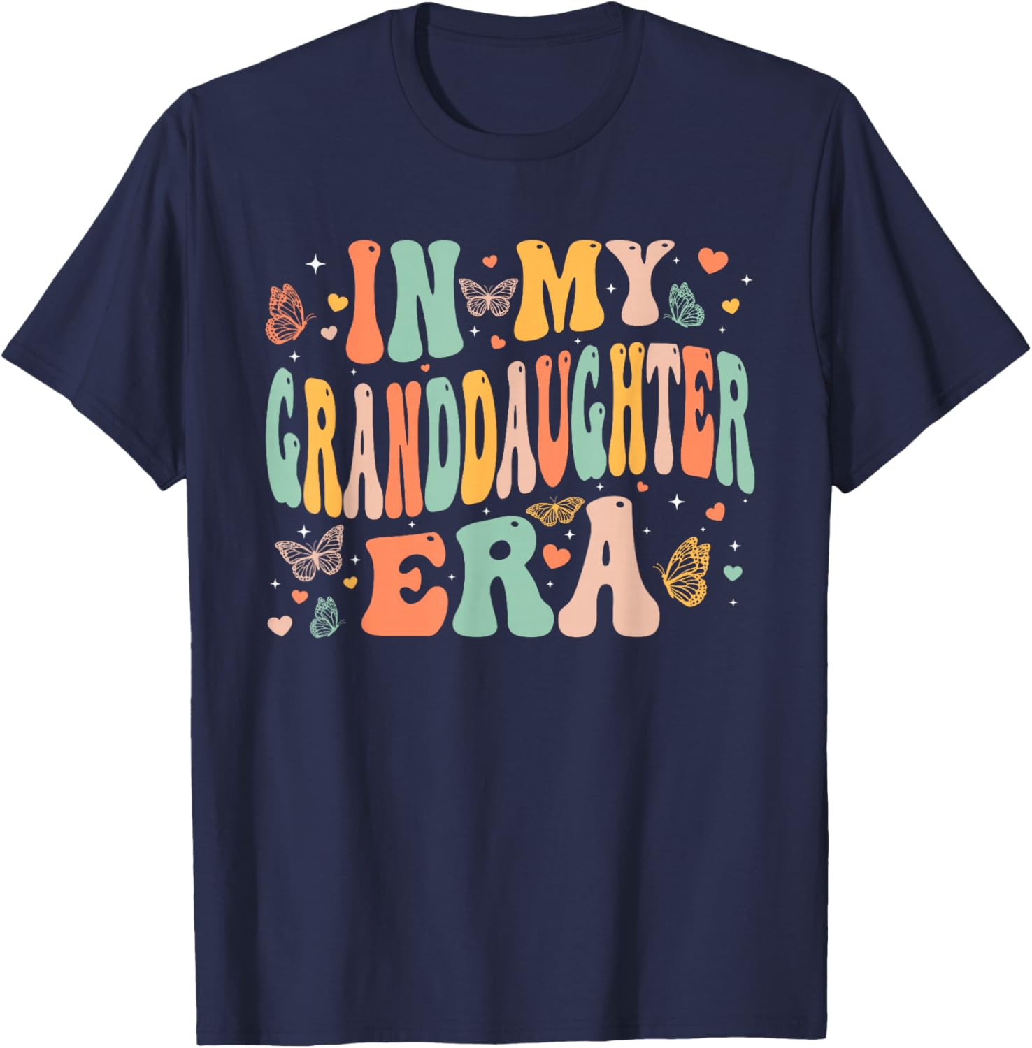 Retro Groovy In My Granddaughter Era Mother's Day Kids Girls T-Shirt - T-Shirt | Navy