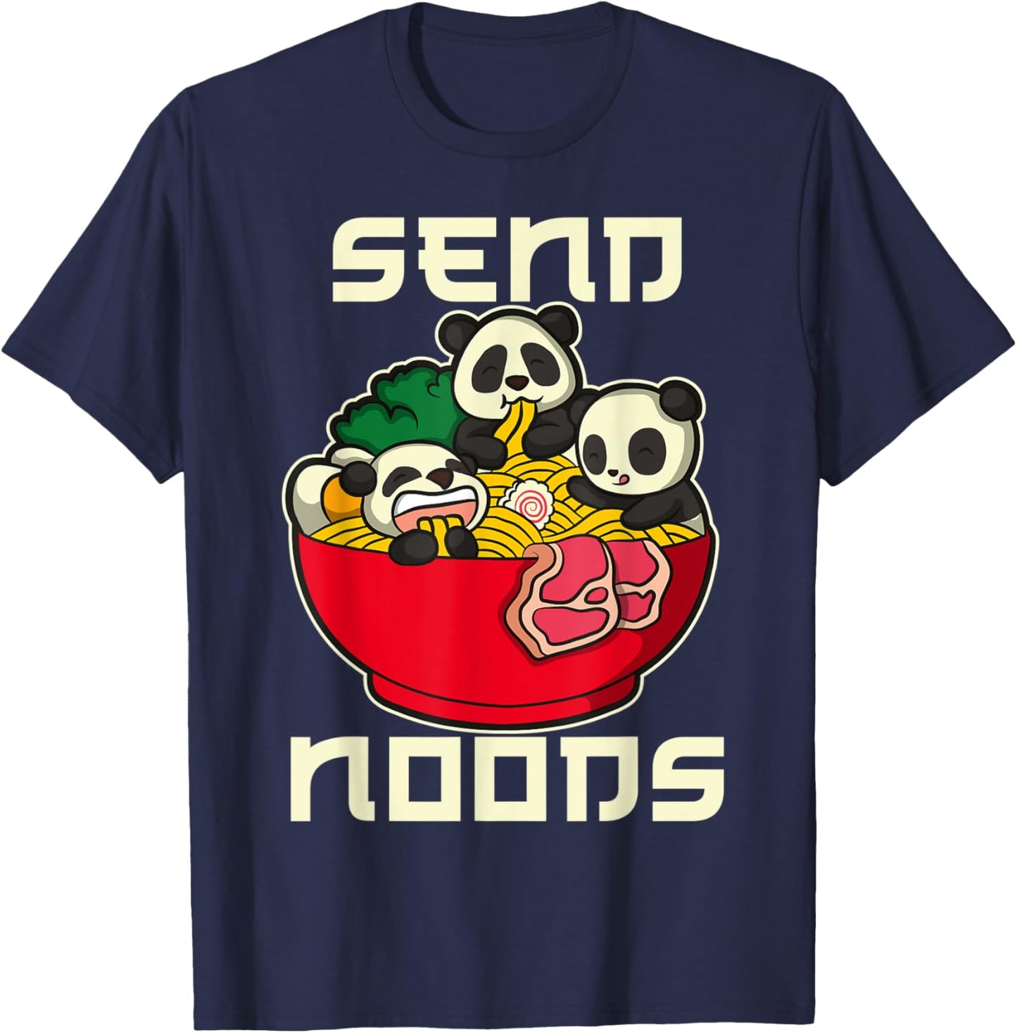 Japanese Anime Kawaii Ramen Noodles Panda T-Shirt - T-Shirt | Navy