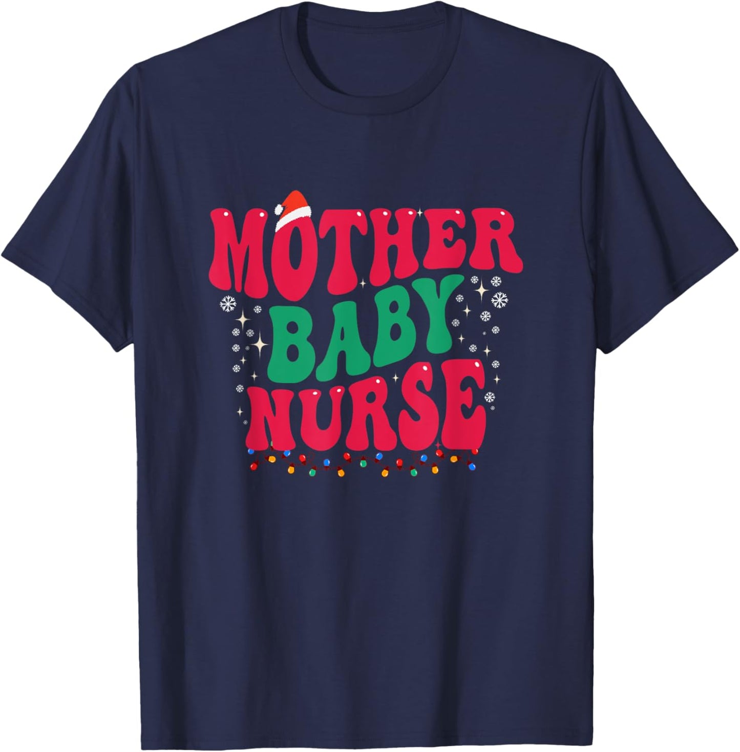 Mother Baby Nurse Christmas Postpartum Mom Baby Nursing Xmas T-Shirt - T-Shirt | Navy