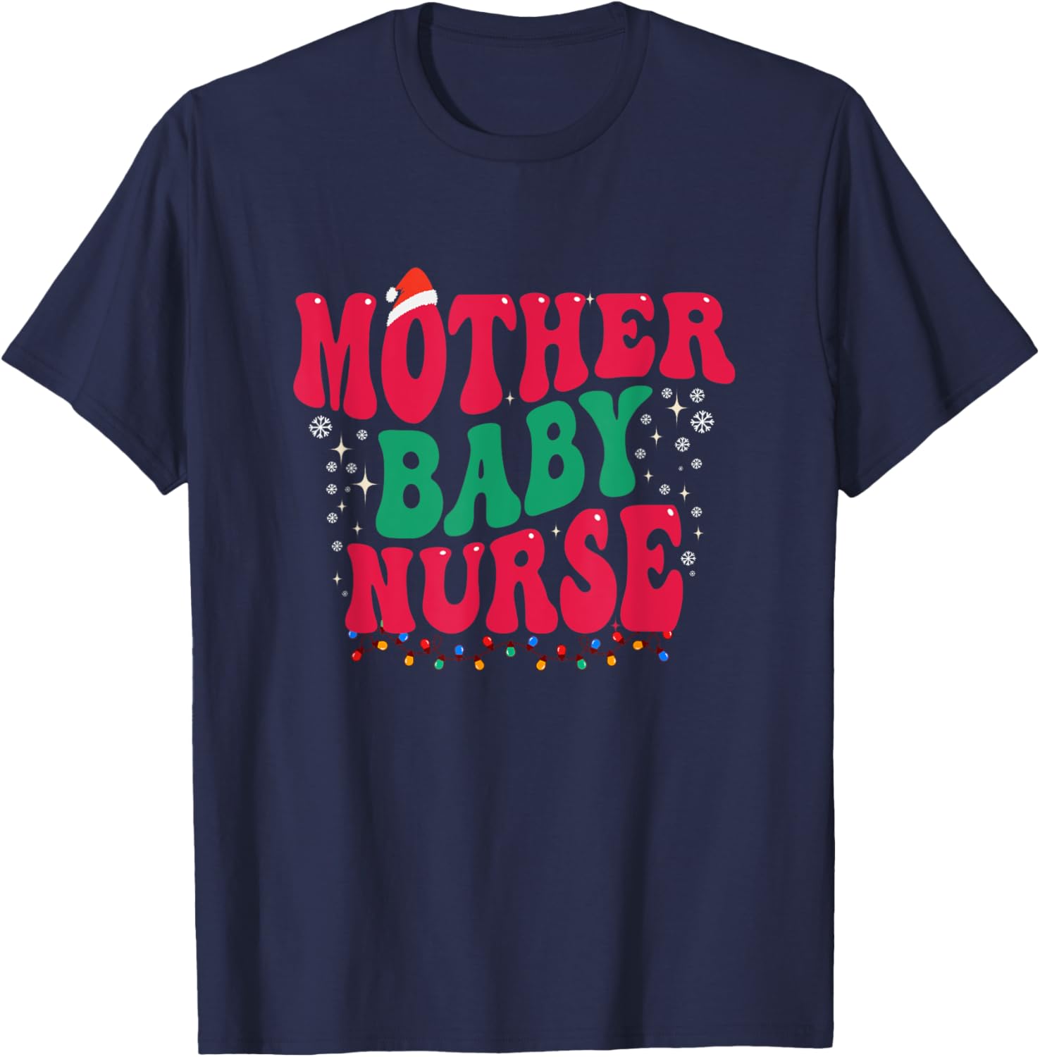 Mother Baby Nurse Christmas Postpartum Mom Baby Nursing Xmas T-Shirt - T-Shirt | Navy
