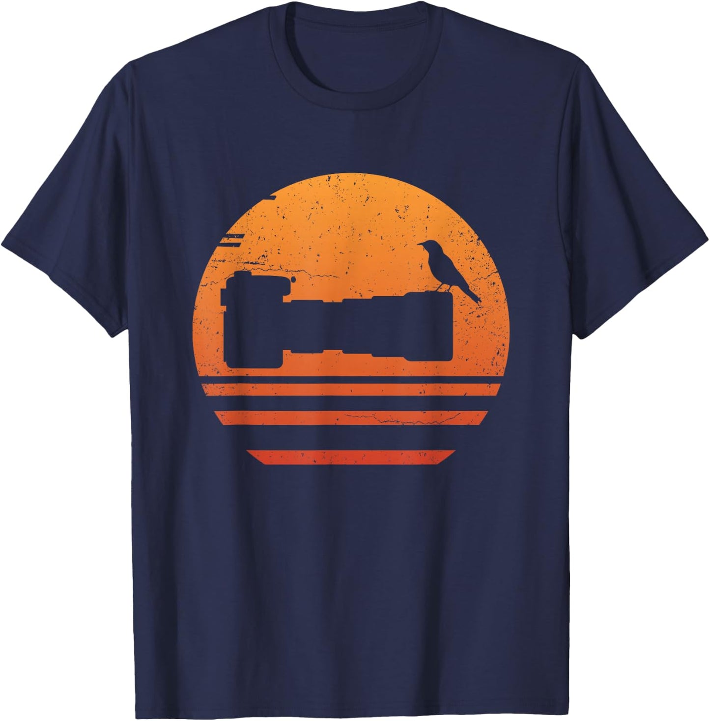 Bird Photographer Camera Retro T-Shirt - T-Shirt | Navy