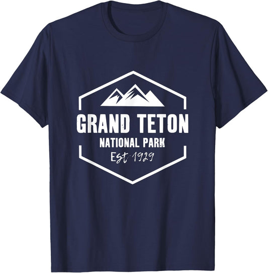 Grand Teton National Park Camping Outdoor T-Shirt - T-Shirt | Navy