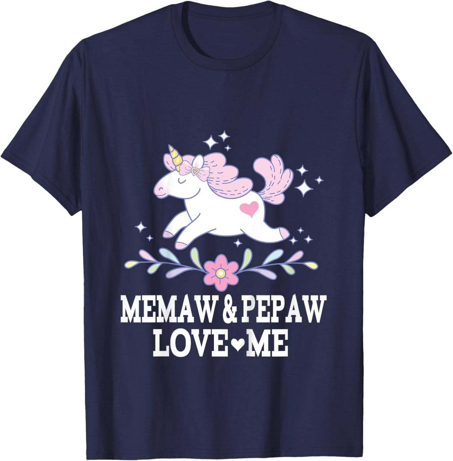 Kids Memaw and Pepaw Love Me Granddaughter Unicorn T-Shirt - T-Shirt | Navy