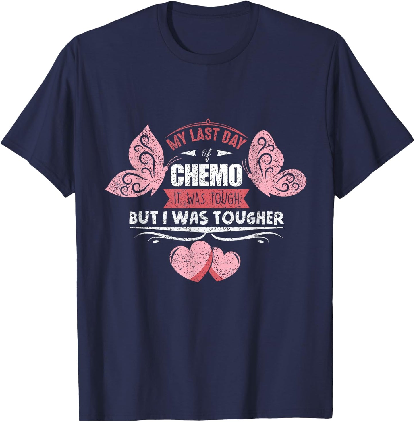 Last Chemo Day Gift Serious Illness Warrior - Women's Classic - Black - Small - Short Sleeve - Lace Embellishment T-Shirt - T-Shirt | Navy