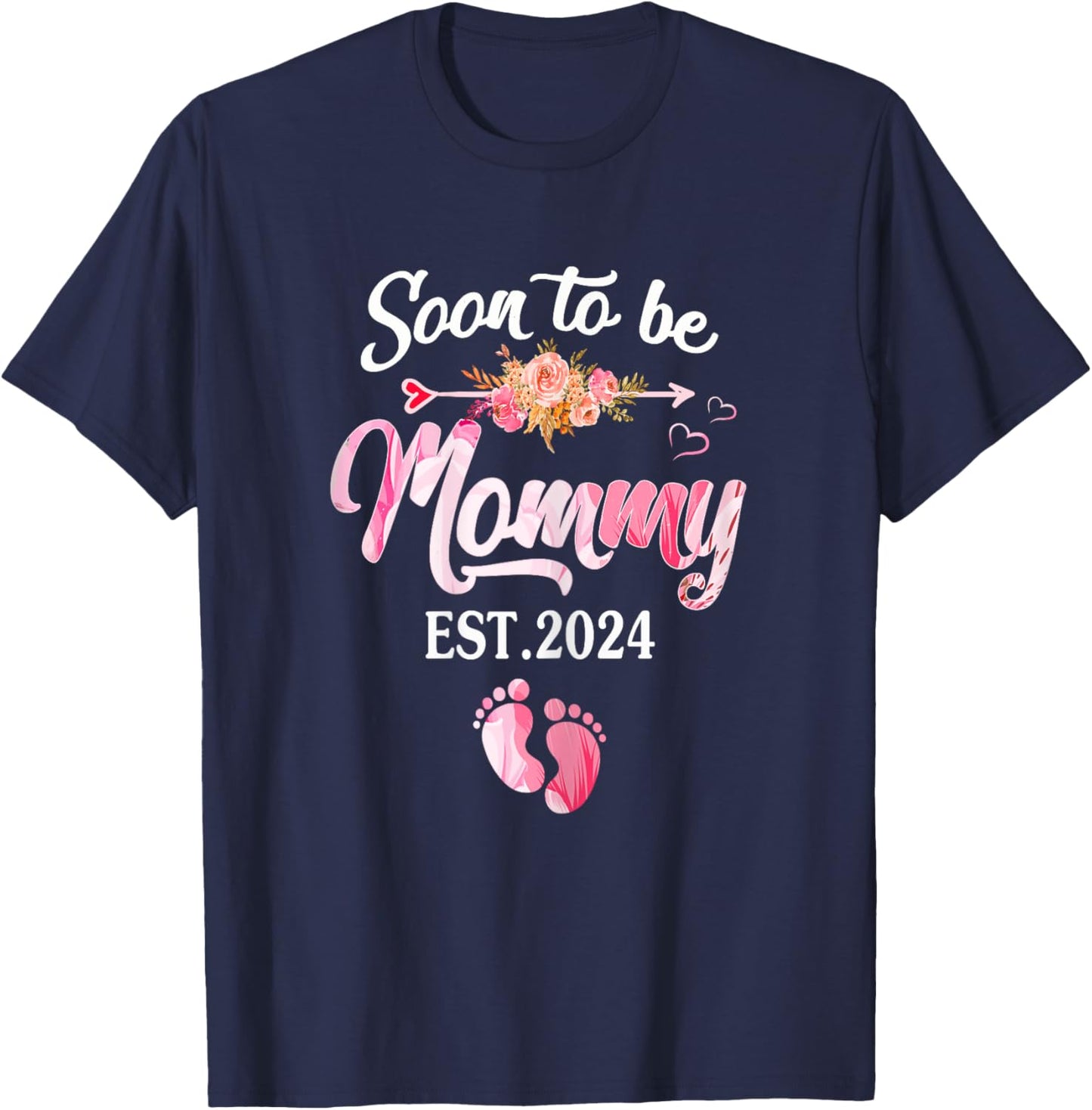 Soon to be Mommy 2024 Mother's Day First Time Mom Pregnancy T-Shirt - T-Shirt | Navy