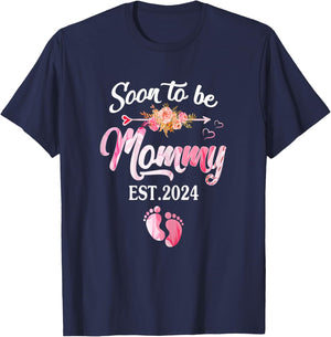 Soon to be Mommy 2024 Mother's Day First Time Mom Pregnancy T-Shirt - T-Shirt | Navy