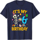 It's My 6Th Birthday Party Halloween Skeleton Birthday Kids T-Shirt - T-Shirt | Navy