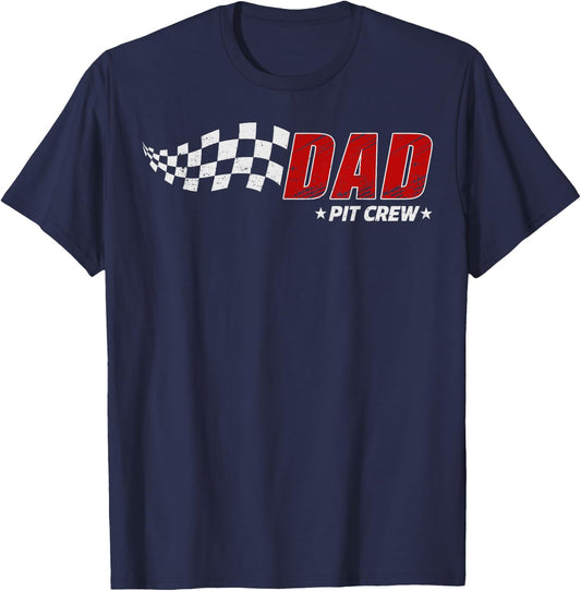 Dad Pit Crew Race Car Birthday Family Matching Pit Crew T-Shirt - T-Shirt | Navy