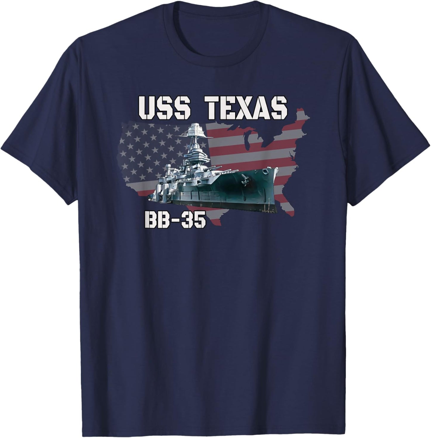 WW2 & WW1 American Battleship USS Texas BB-35 Warships T-Shirt - T-Shirt | Navy